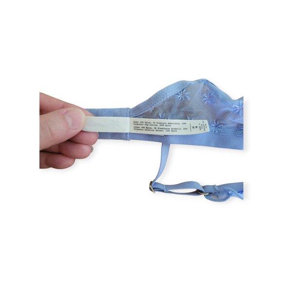 Madewell dusty blue floral embroidered mesh bralette in rainwashed peri size M - Picture 7 of 9